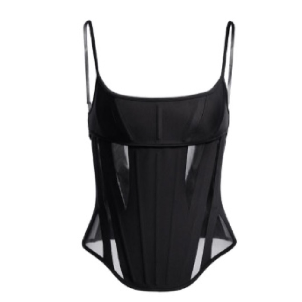 H&M x Mugler Mesh-paneled Corset Top